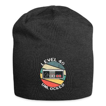 40 Birthday Level 40 unlocked gamer Fourty years O - Jersey Beanie - charcoal grey - Front