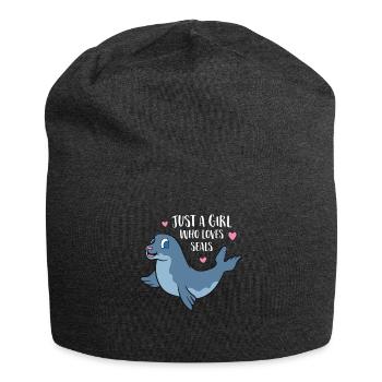 Une fille Le Phoque Aime les filles de phoques - Bonnet en jersey - charbon - Devant