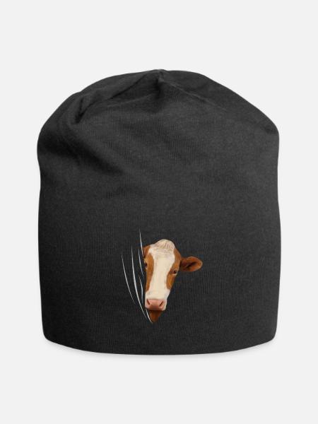 Kuh Kalb Kälber Kühe Kuhliebhaber Geschenk - Jersey-Beanie - Schwarz