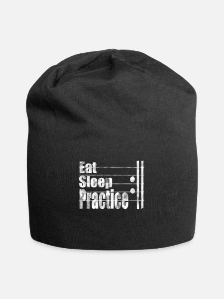 Eat sleep practice repeat Musiker Üben - Jersey-Beanie - Schwarz