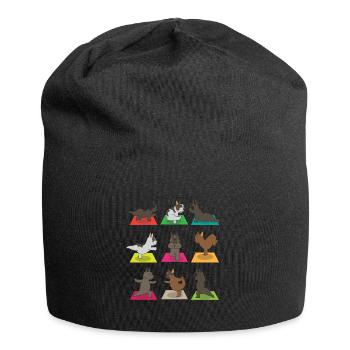 Lustiges Hunde Yoga Figuren Dsign - Jersey-Beanie - Schwarz - Vorne
