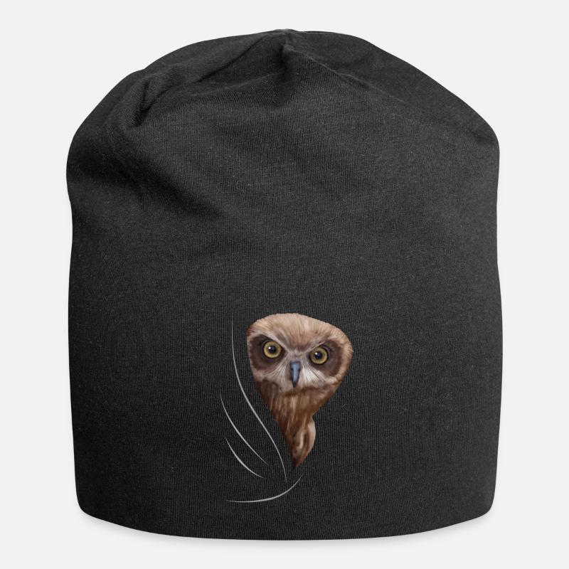 Eule Eulen Eulenliebhaber Geschenk Kauz - Jersey-Beanie - Schwarz