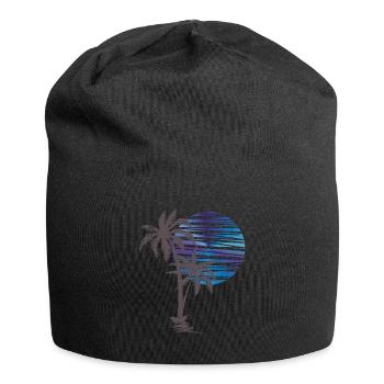 Palmier Sunset Silhouette Surf Lune de miel Surf - Bonnet en jersey - noir - Devant