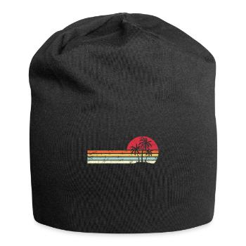 Palme Retro-Art tropischer Strand Pazifik - Jersey-Beanie - Schwarz - Vorne