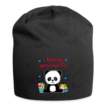 1. Klasse Schuljahr Ende Panda Pandabär Geschenk - Jersey-Beanie - Schwarz - Vorne