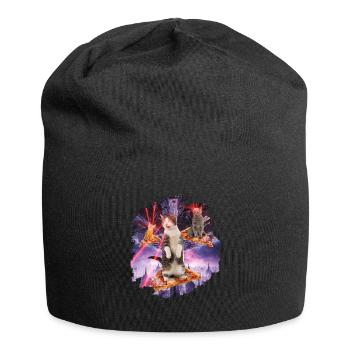Laser cats pizza kitties cat space - Jersey Beanie - black - Front