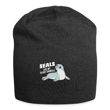 Les phoques sont mes animaux préférés Doux Phoque - Bonnet en jersey - charbon - Devant