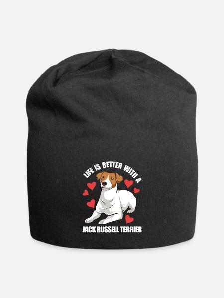 La vie est meilleure avec un Jack Russell - Bonnet en jersey - noir