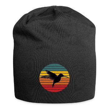 Colibri oiseau rétro vintage - Bonnet en jersey - noir - Devant