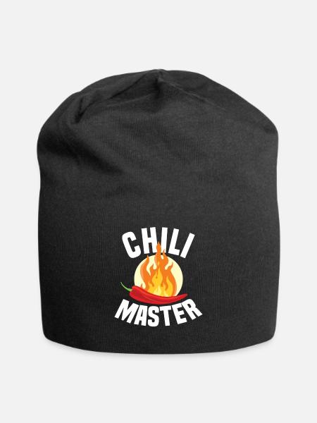 Chili Master Chilli Scharf Essen Geschenk Scoville - Jersey-Beanie - Schwarz