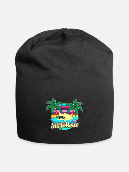 Sommer-Katze surfen - Jersey-Beanie - Schwarz