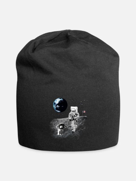 NASA astronaut Moon Walk Dogstronaut Space Dog Whale - Jersey Beanie - black