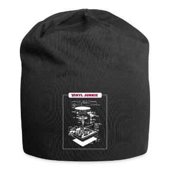 Vinyl Junkie Retro Vintage Turntable Gift - Jersey Beanie - black - Front