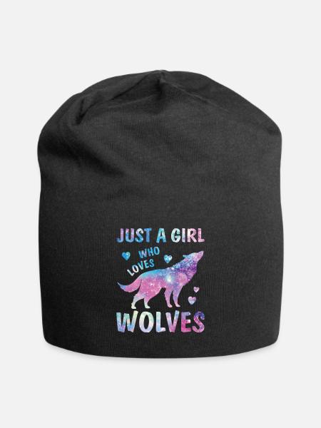 Fille qui aime les loups aquarelle amant mignon étoilé - Bonnet en jersey - noir