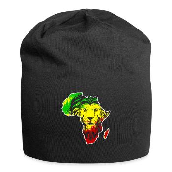 Roar Africa Map Lion Face Reggae Rasta Gift - Jersey Beanie - black - Front