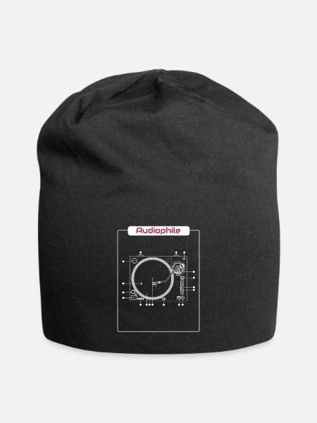 Audiophile Highend HiFi Turntable Music Tshirt - Jersey Beanie - black