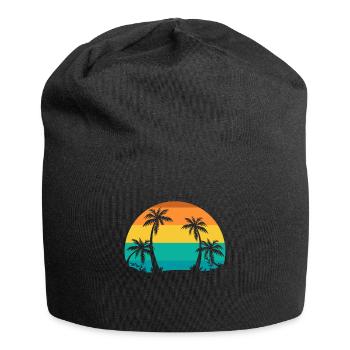 Palmiers, soleil, voyage exotique - Bonnet en jersey - noir - Devant