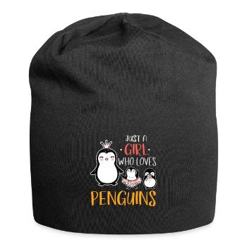 Pinguin Mädchen - Jersey-Beanie - Schwarz - Vorne