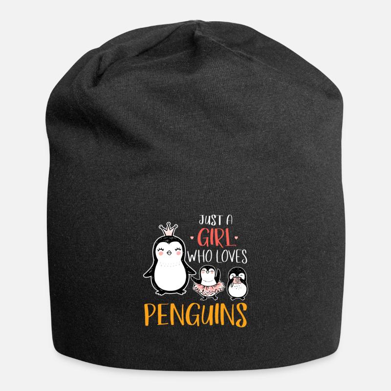 Pinguin Mädchen - Jersey-Beanie - Schwarz