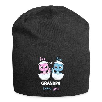 Pink Or Blue Grandpa Loves you Gender Reveal Party - Jersey-Beanie - Anthrazit - Vorne