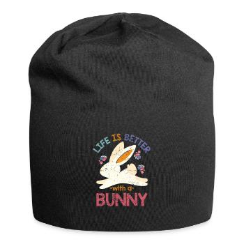 Hase Kinder Kaninchen - Jersey-Beanie - Schwarz - Vorne