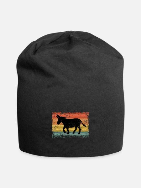 Vintage Donkey Mule Animal Gift - Jersey Beanie - black