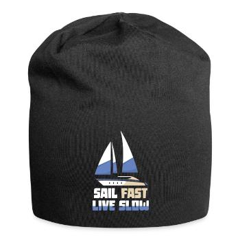 Sail fast live slow - sailors sailing boat - Jersey Beanie - black - Front