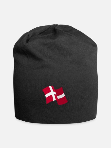 Dänemark - Jersey-Beanie - Schwarz