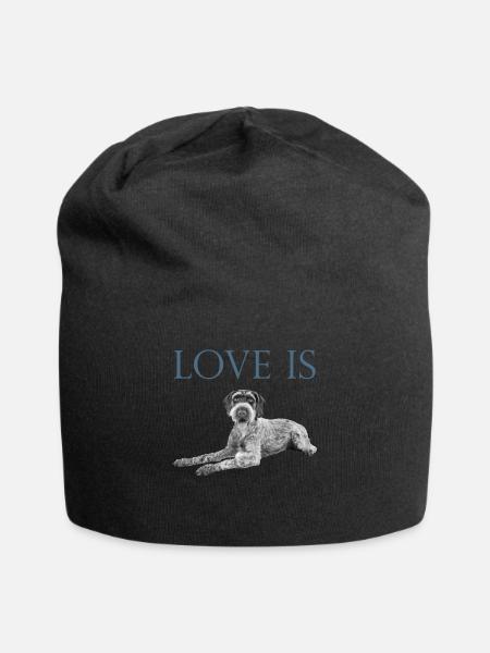 Love Is Deutsch Drahthaar Hund Valentinstag - Jersey-Beanie - Schwarz