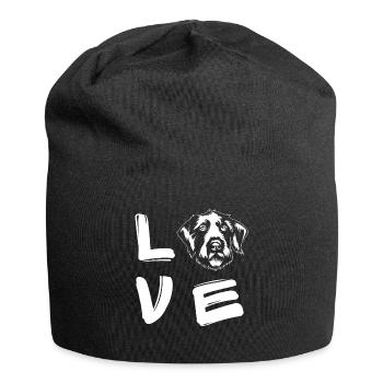 Love German Wirehaired Pointer dog Saint Valentin - Bonnet en jersey - noir - Devant
