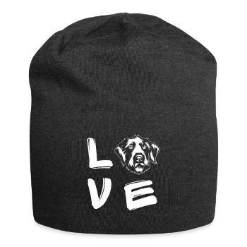 Love German Wirehaired Pointer dog Saint Valentin - Bonnet en jersey - charbon - Devant