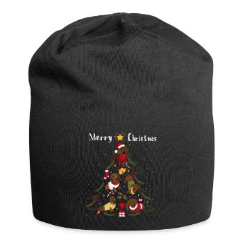 Dachshund Christmas tree dog Christmas - Jersey Beanie - black - Front