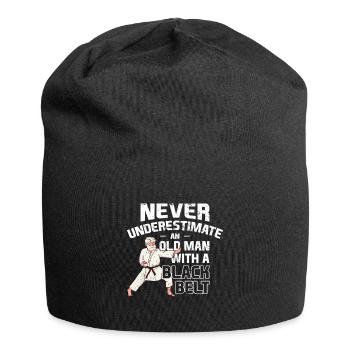 Karate Alter Mann Mit Schwarzem Gurt - Jersey-Beanie - Schwarz - Vorne
