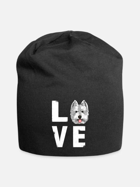 Liebe West Highland White Terrier Westie Hund - Jersey-Beanie - Schwarz