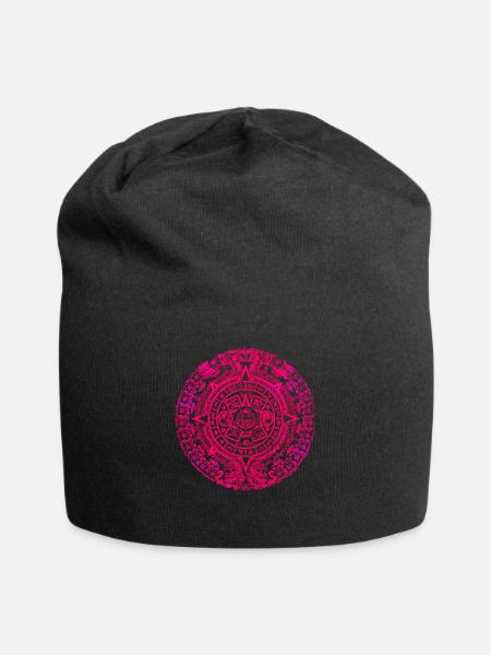 Aztec Mayan Aztec Calendar Mexico - Jersey Beanie - black
