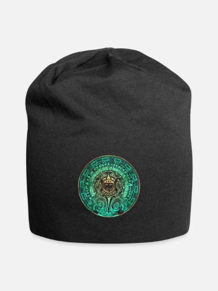 Aztec Mayan Aztec Calendar Mexico - Jersey Beanie - black