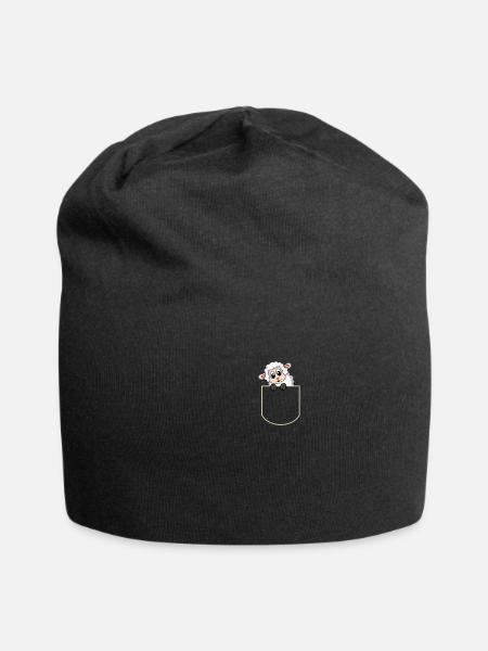 Schaf in Der Brusttasche Lamm T-Shirt - Jersey-Beanie - Schwarz