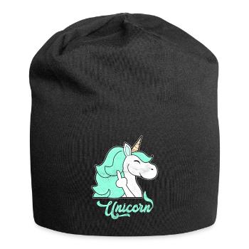 Niedlich Einhorn Mittelfinger - Jersey-Beanie - Schwarz - Vorne