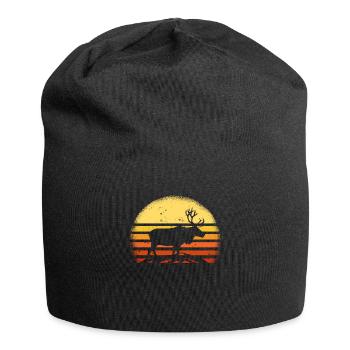 Moose Retro Sun Alaska Moose Illustration - Jersey Beanie - black - Front