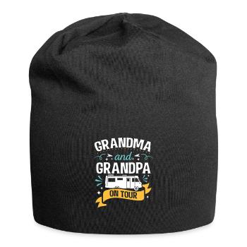 Grand-mère et grand-père en camping-car - Bonnet en jersey - noir - Devant