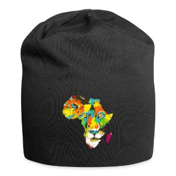 Roar Africa Map Lion Face Reggae Rasta Gift - Jersey Beanie - black - Front