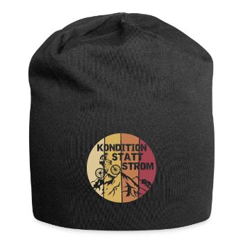 Kondition Statt Strom | Anti E-Bike Fahrrad Fahrer - Jersey-Beanie - Schwarz - Vorne