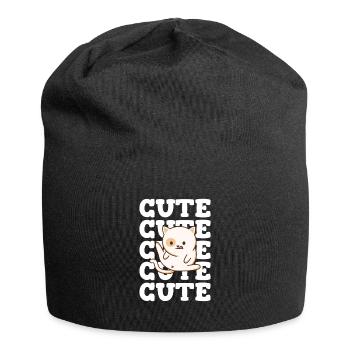Nettes Katzengeschenk beim Reinigen der Katzenwäsche - Jersey-Beanie - Schwarz - Vorne