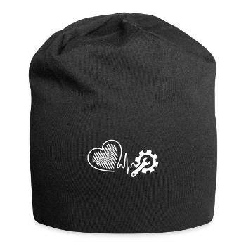 Battement de coeur de mécanicien drôle - Bonnet en jersey - noir - Devant