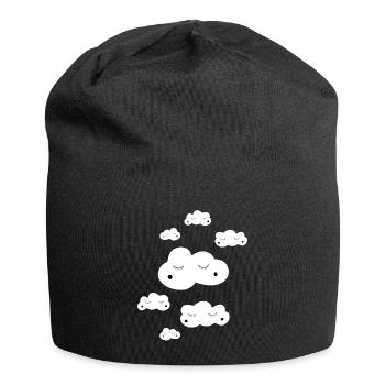 Kleine Wolken - Jersey-Beanie - Schwarz - Vorne