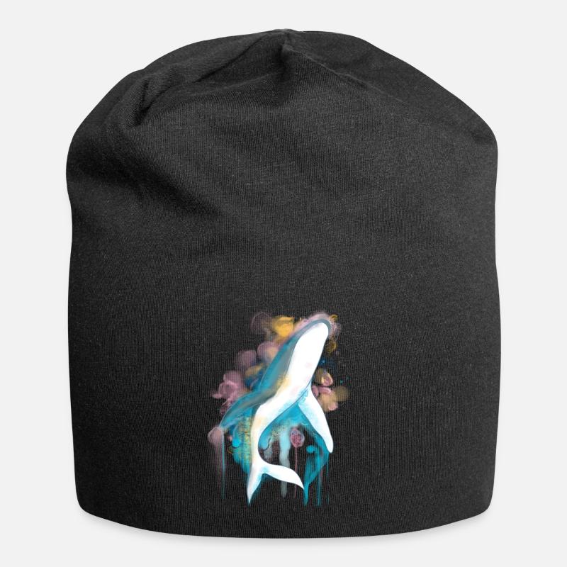 Regenbogen Wasserfarben Wal Buckelwal Blauwal - Jersey-Beanie - Schwarz