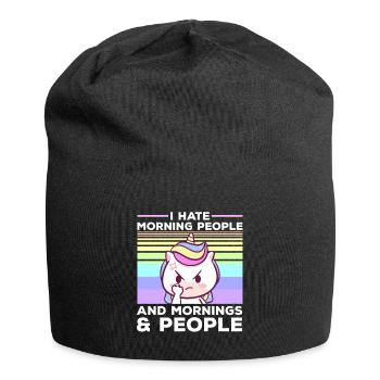 I hate morning people unicorn women sayings - Jersey Beanie - black - Front