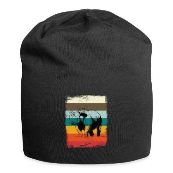 Rhino rhinocéros rétro - Bonnet en jersey - noir - Devant
