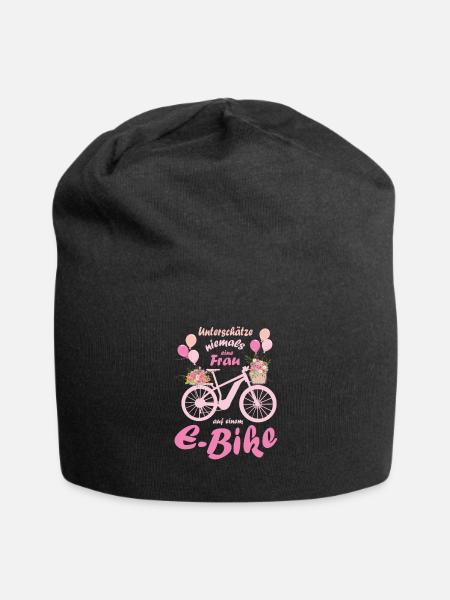 Damen E-Bike Mountainbike Damenrad Pedelec Rad - Jersey-Beanie - Schwarz