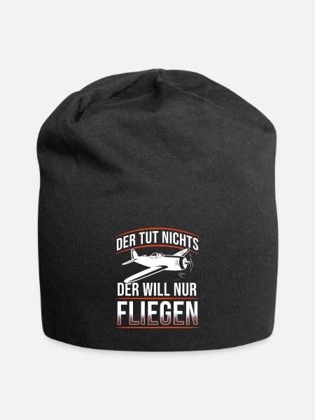 Der Tut Nichts Fliegen Flieger Piloten Spruch - Jersey-Beanie - Schwarz